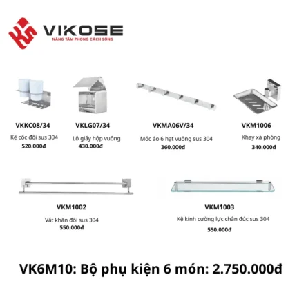 Bộ phụ kiện phòng tắm 6 món VIKOSE VK6M10