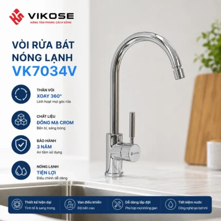 Vòi rửa bát nóng lạnh gắn chậu VIKOSE VK7034V