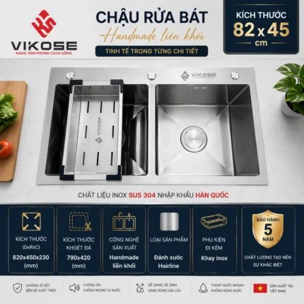 Chậu rửa bát 2 hố cân VIKOSE VK8245.2