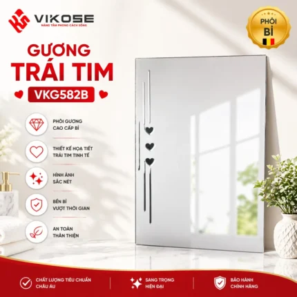 Gương trơn đính trái tim VIKOSE VKG582B (50x70)