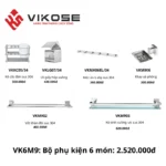 Bộ phụ kiện phòng tắm 6 món VIKOSE chân vuông VK6M9