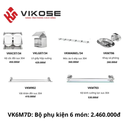 Bộ phụ kiện phòng tắm 6 món chân Elip VIKOSE VK6M7D
